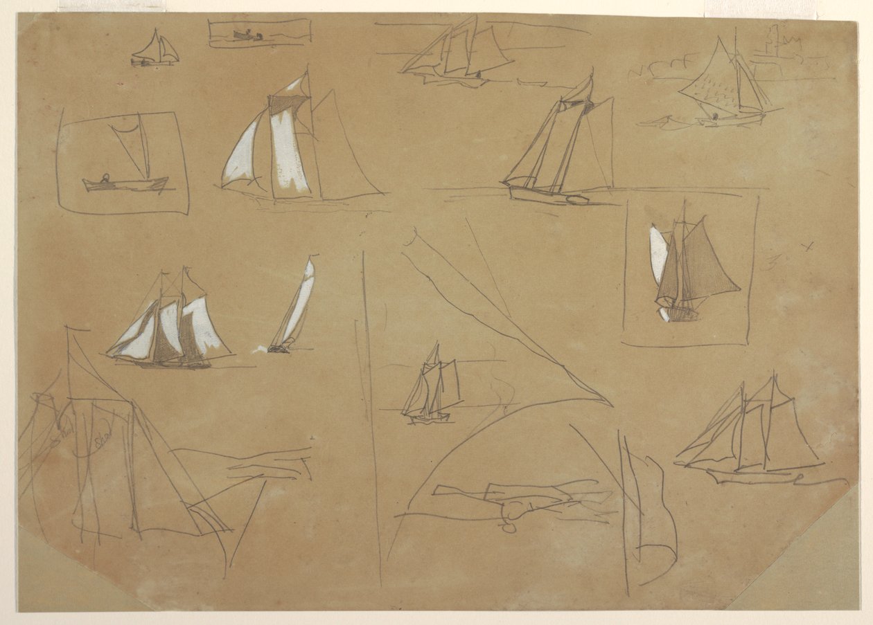 Schetsen van zeilboten door Winslow Homer