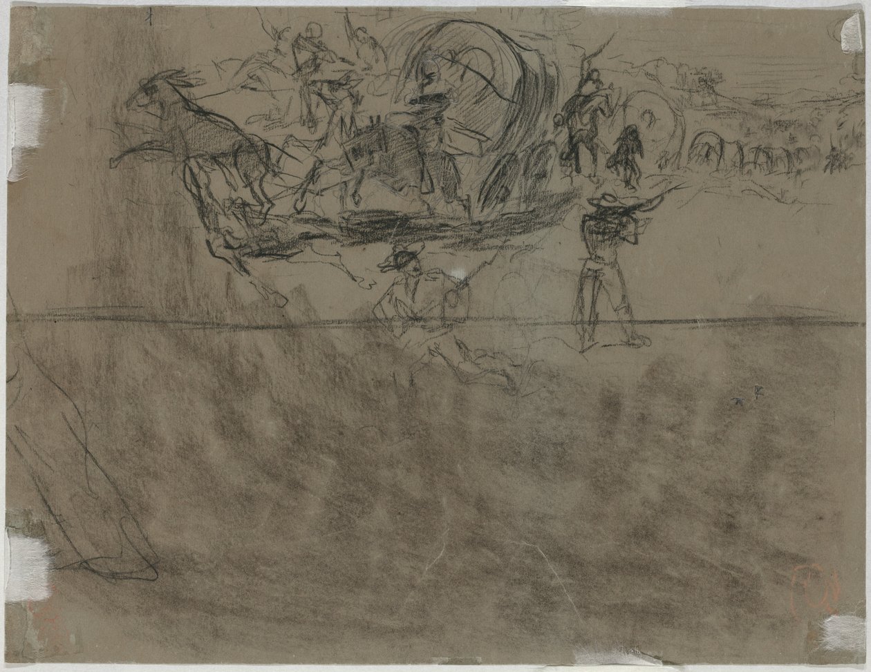 Schermutseling met een wagenkonvooi [verso], 1864 door Winslow Homer