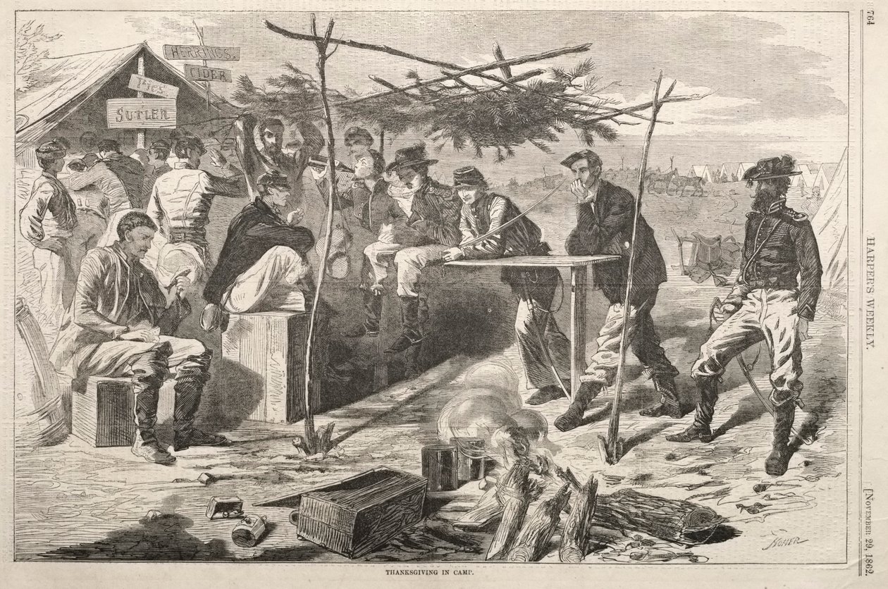 Thanksgiving in het kamp door Winslow Homer