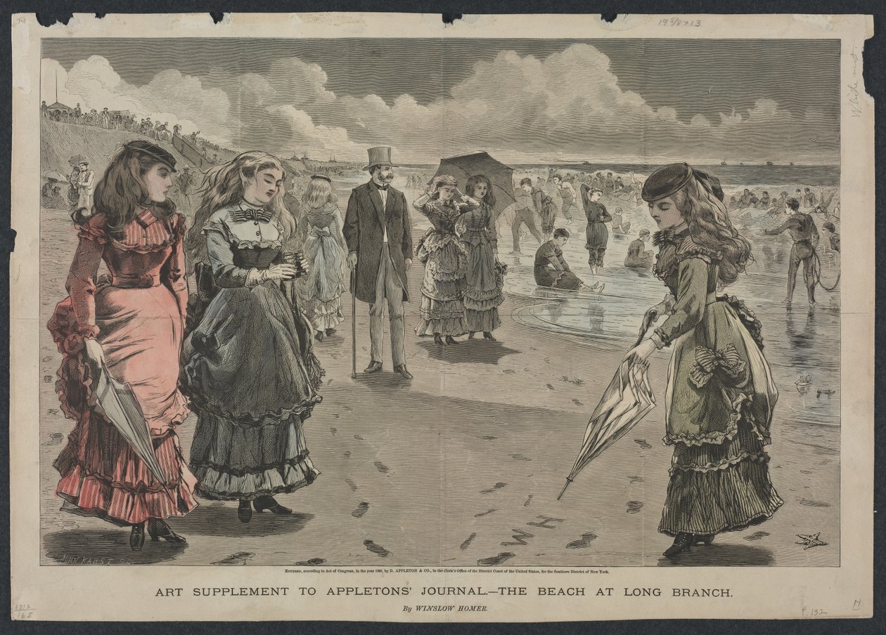 Het Strand bij Long Branch, 1869 door Winslow Homer