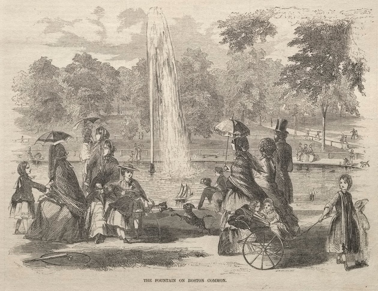 De fontein op Boston Common, 1857 door Winslow Homer