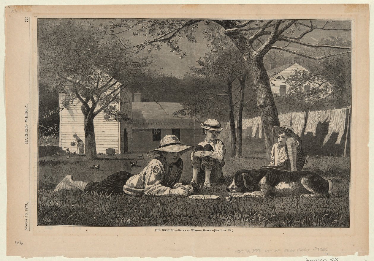 De Nooning, uit Harper door Winslow Homer
