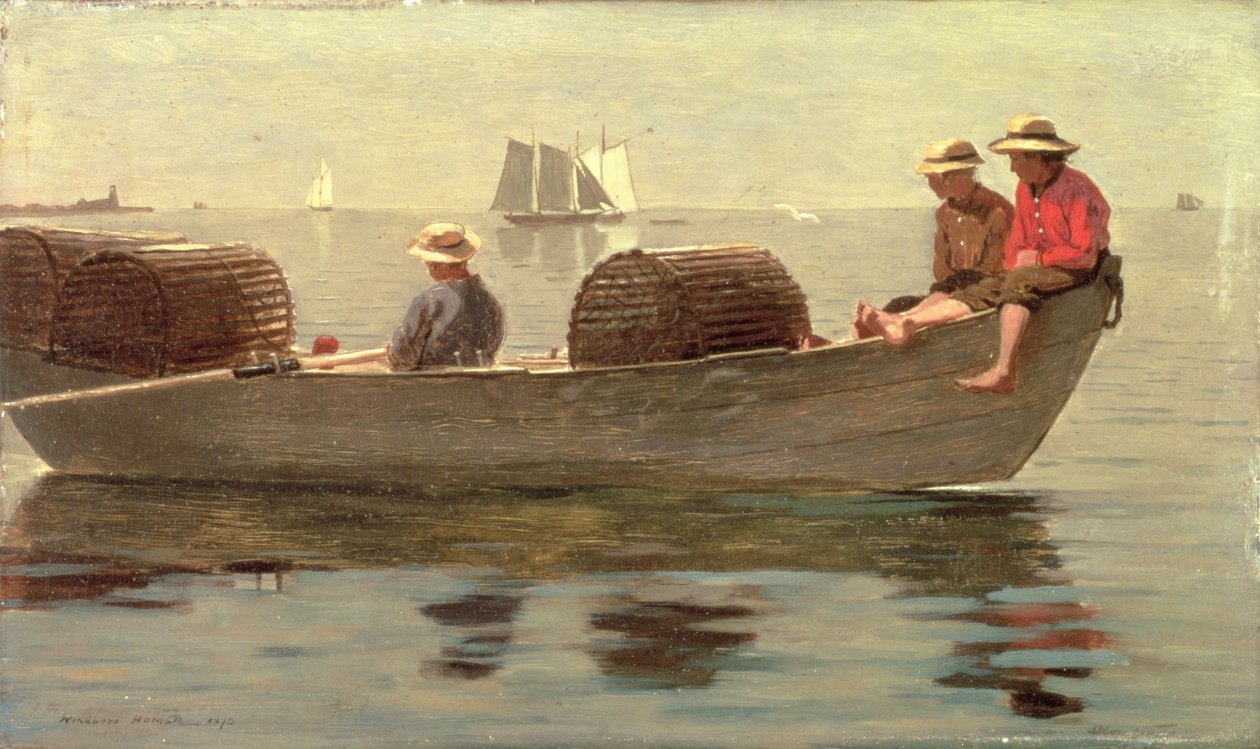 Drie Jongens in een Dory, 1873 door Winslow Homer