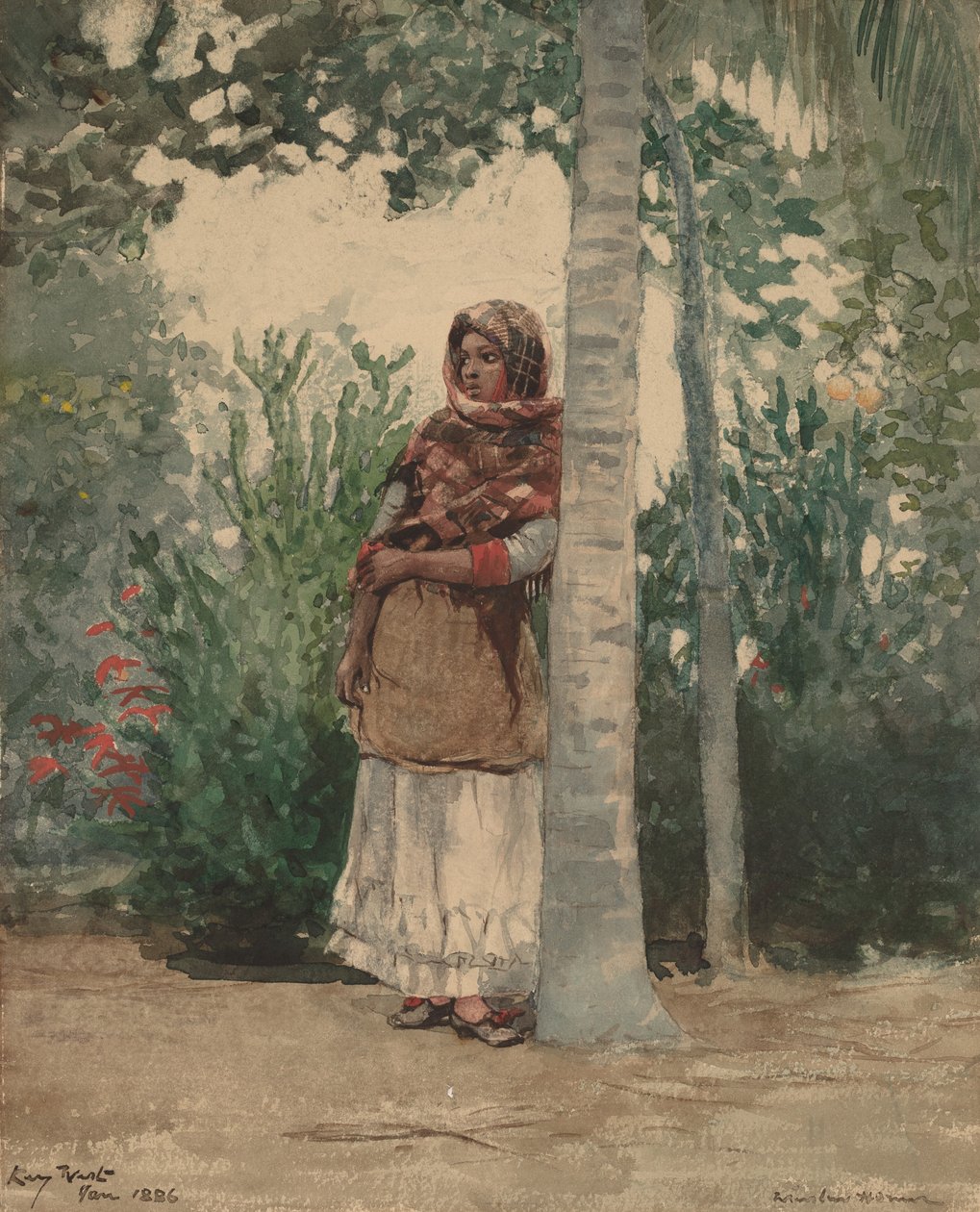Onder een Palmboom door Winslow Homer
