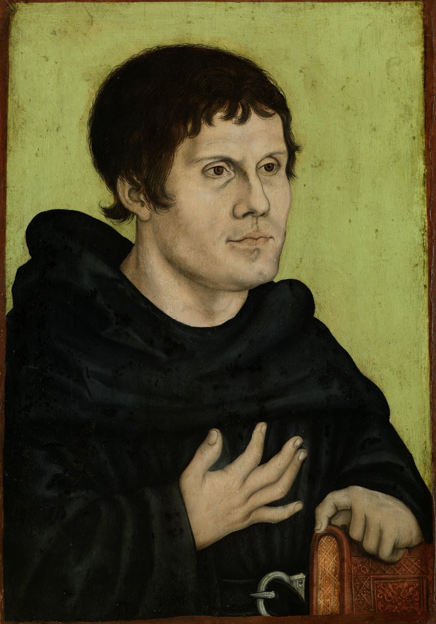 Postuum portret van Maarten Luther als een Augustijner monnik door Workshop of Lucas Cranach the Elder  