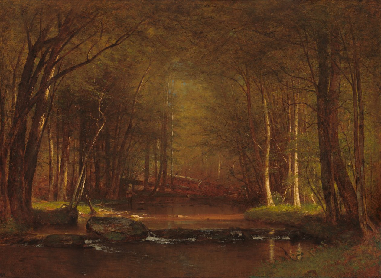 Forellenbeek in de Catskills door Worthington Whittredge