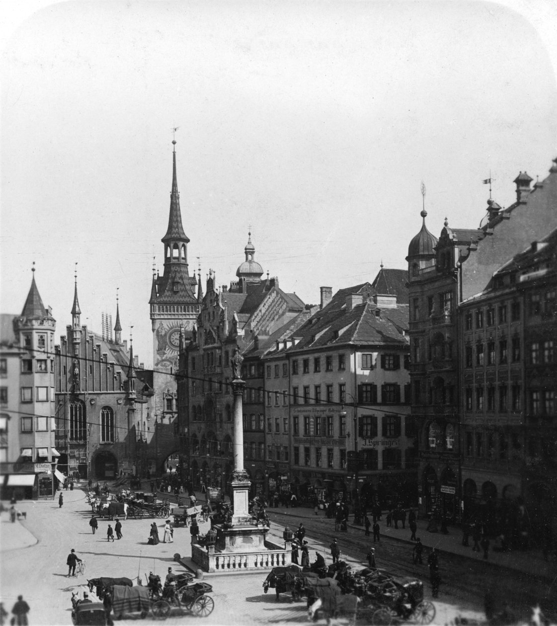 Marienplatz, München, Duitsland, ca. 1900 door Wurthle and Sons