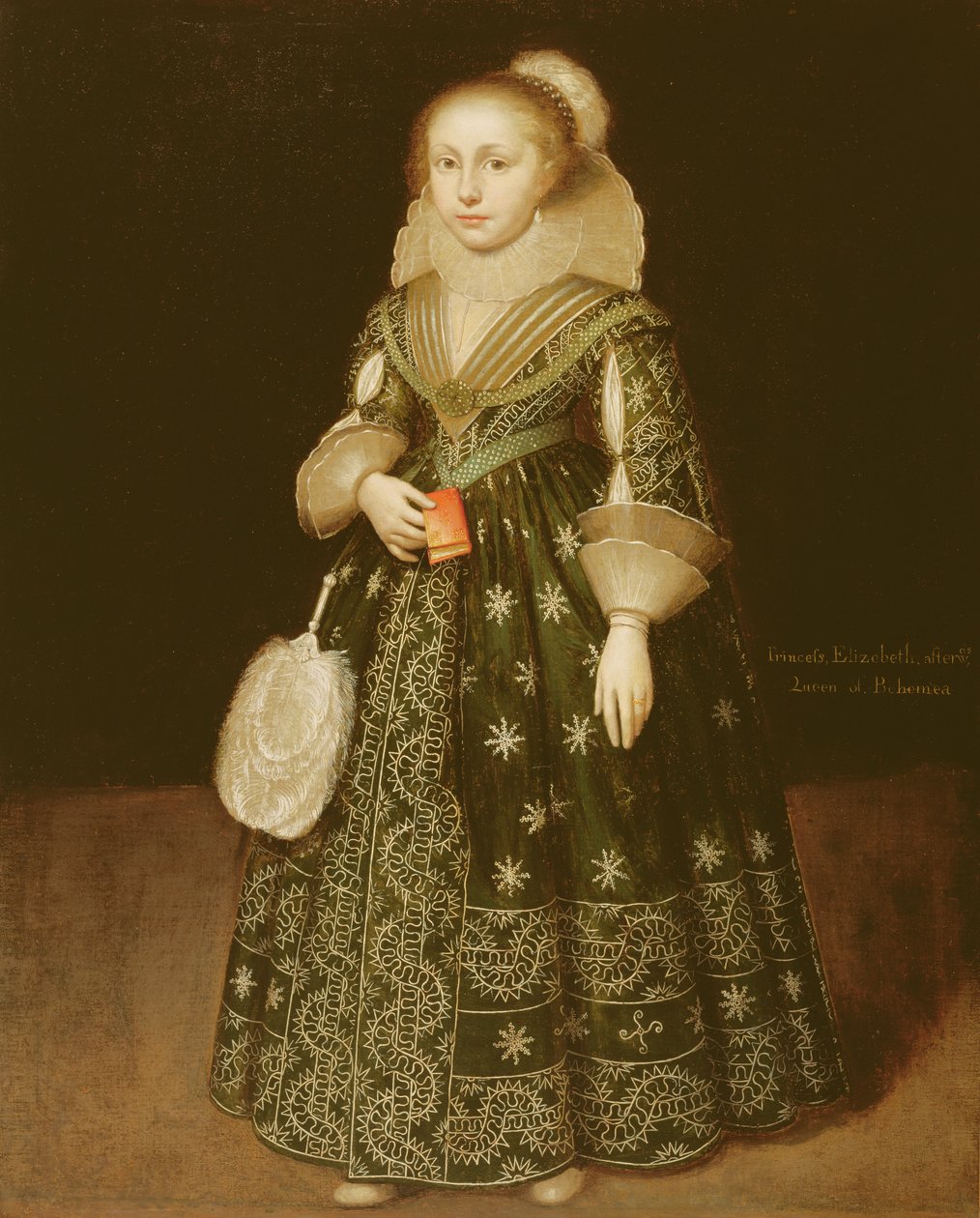 Portret van een jong meisje, traditioneel gezegd Elizabeth, koningin van Bohemen door Wybrand Simonsz. de Geest