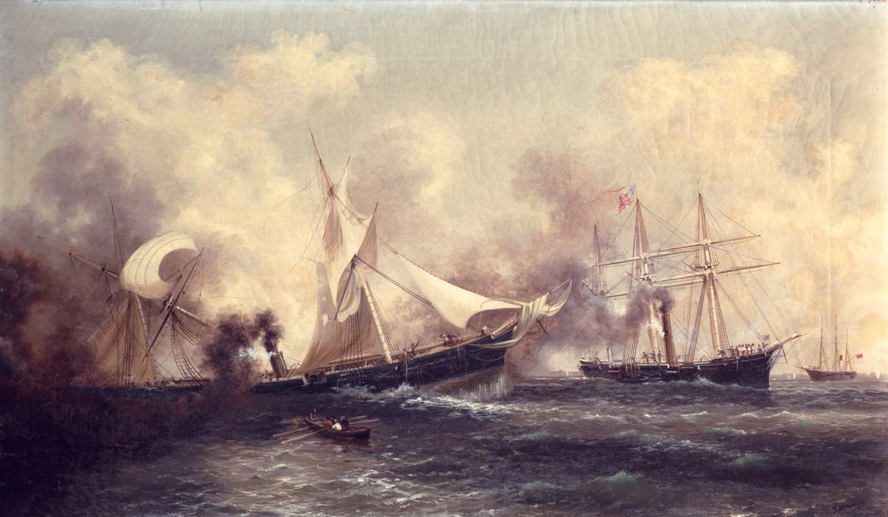 U.S.S. Kearsarge zinkt de Alabama door Xanthus Russell Smith