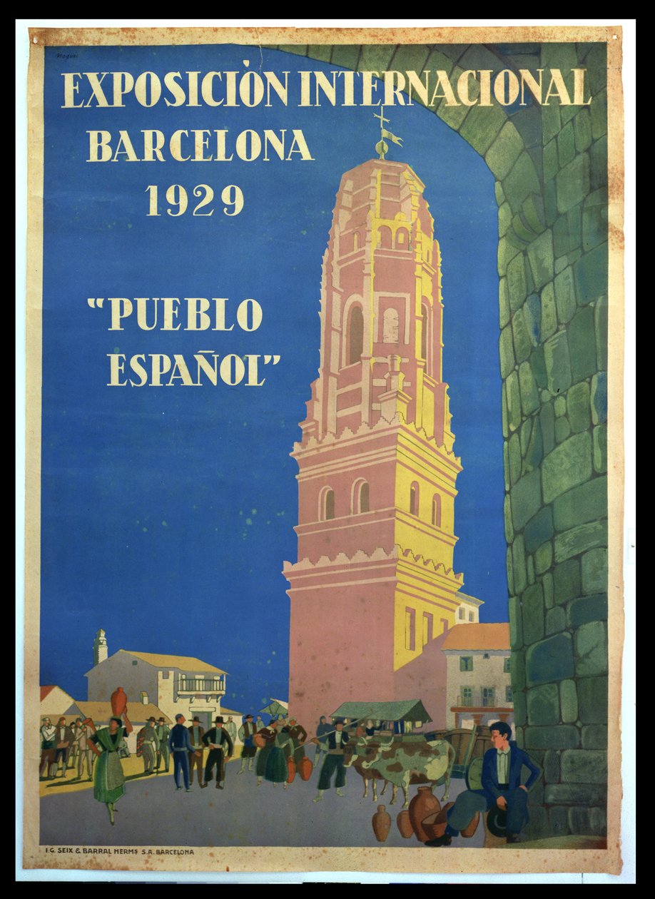 Poster ter promotie van de Internationale Tentoonstelling in Barcelona, 1929 door Xavier Nogues
