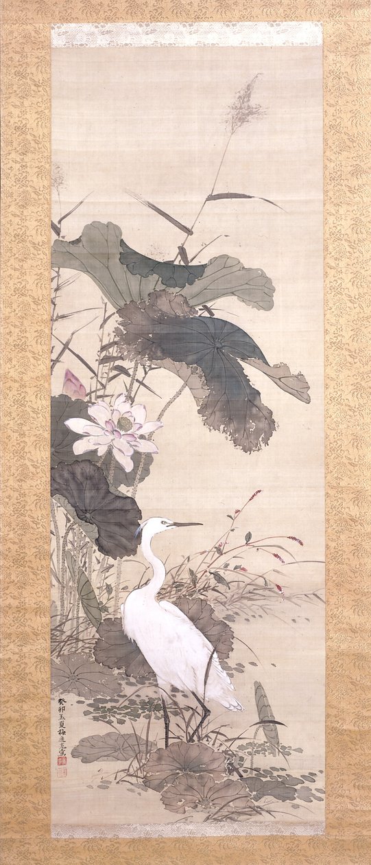 Lotus En Sneeuwreiger door Yamamoto Baiitsu