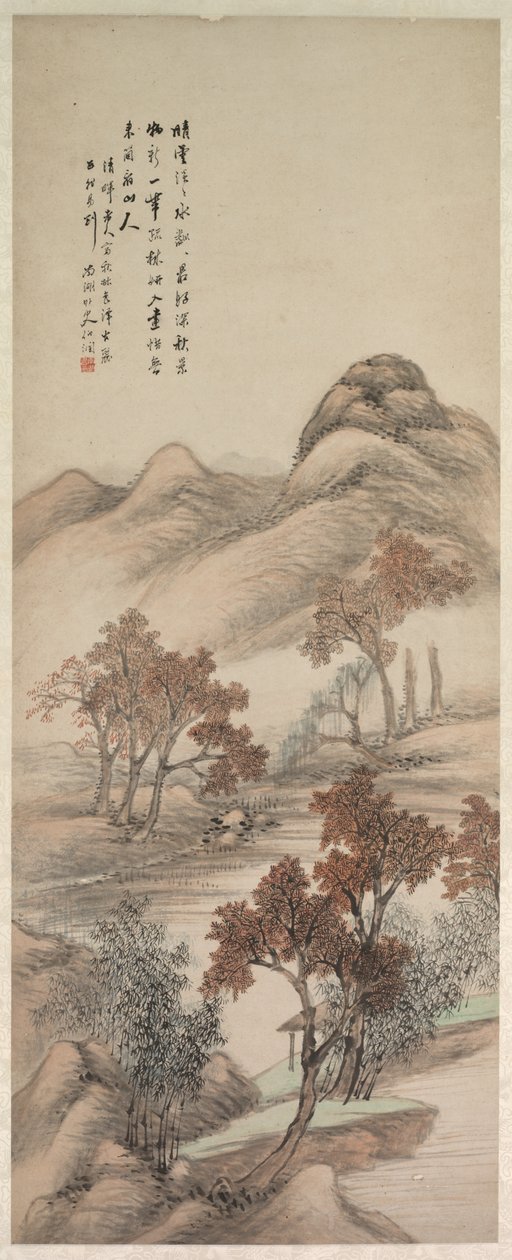 Herfstlandschap, 1644-1911 door Yang Borun
