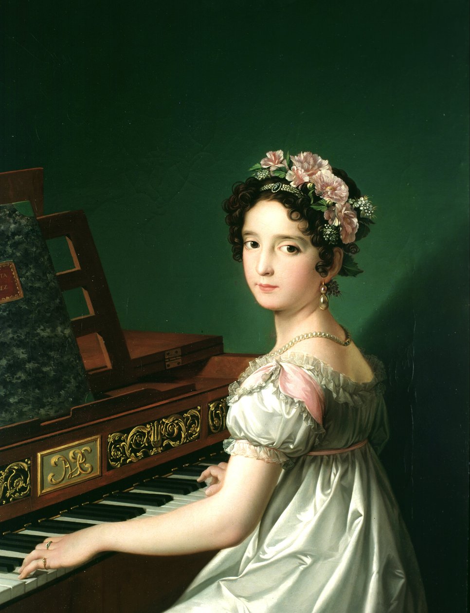 Manuela González Velázquez, piano spelend door Zacarias Gonzalez Velazquez