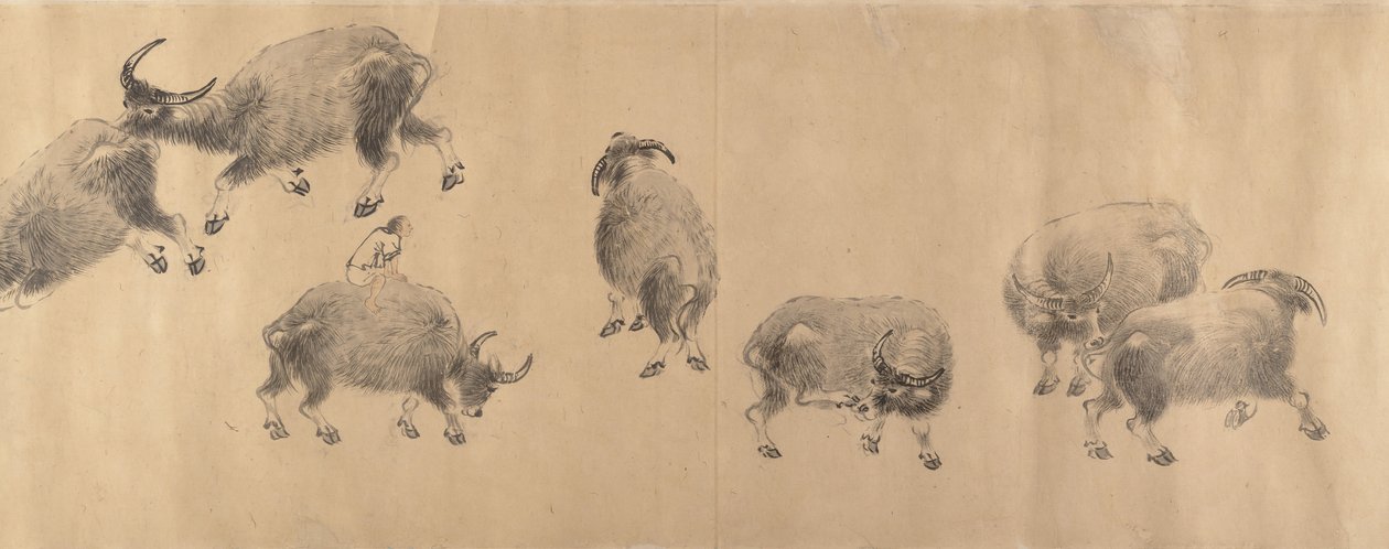 Waterbuffels, gedateerd 1639 door Zhang Hong