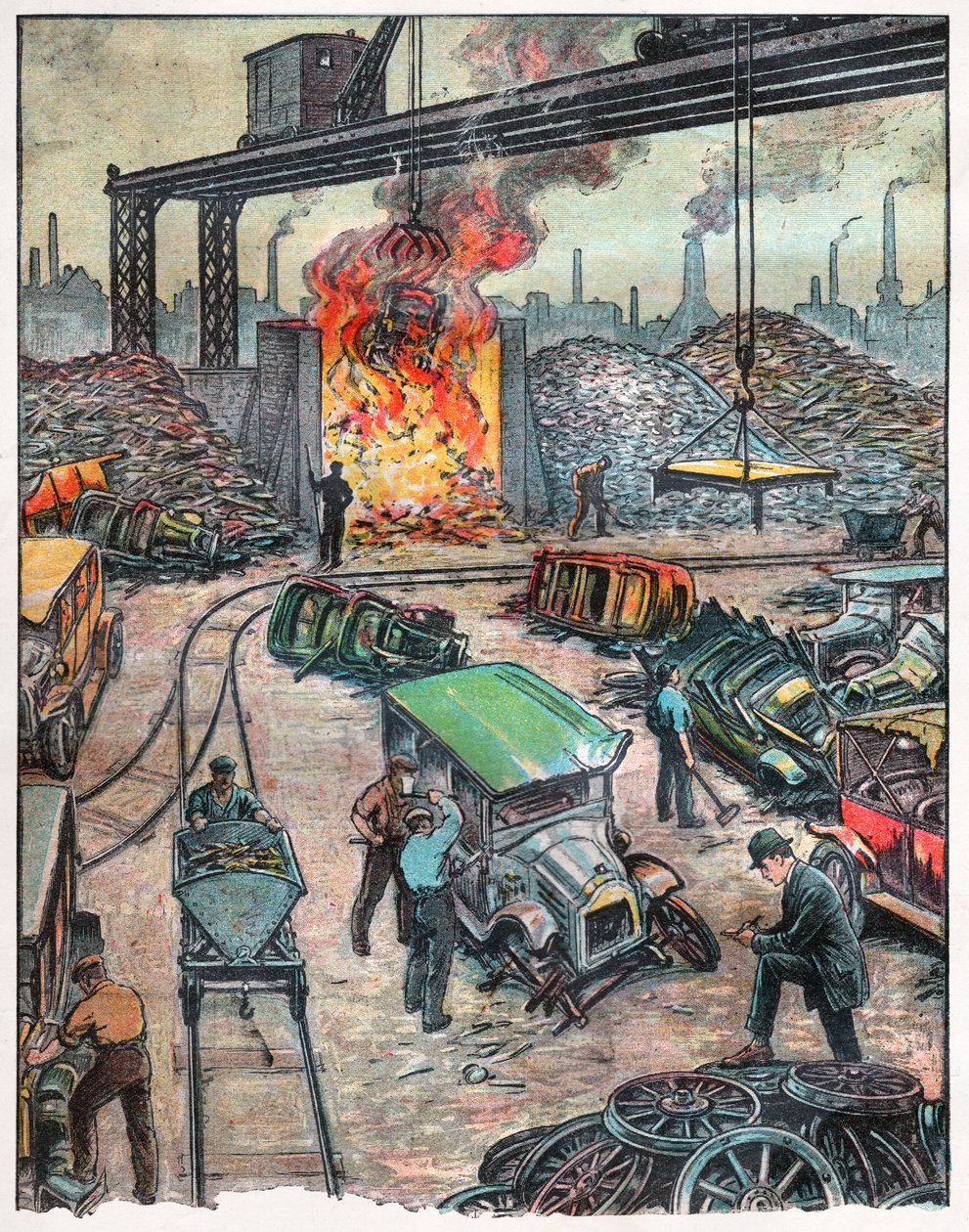Een auto-ontlading in de VS, 1924 (illustratie) door . .