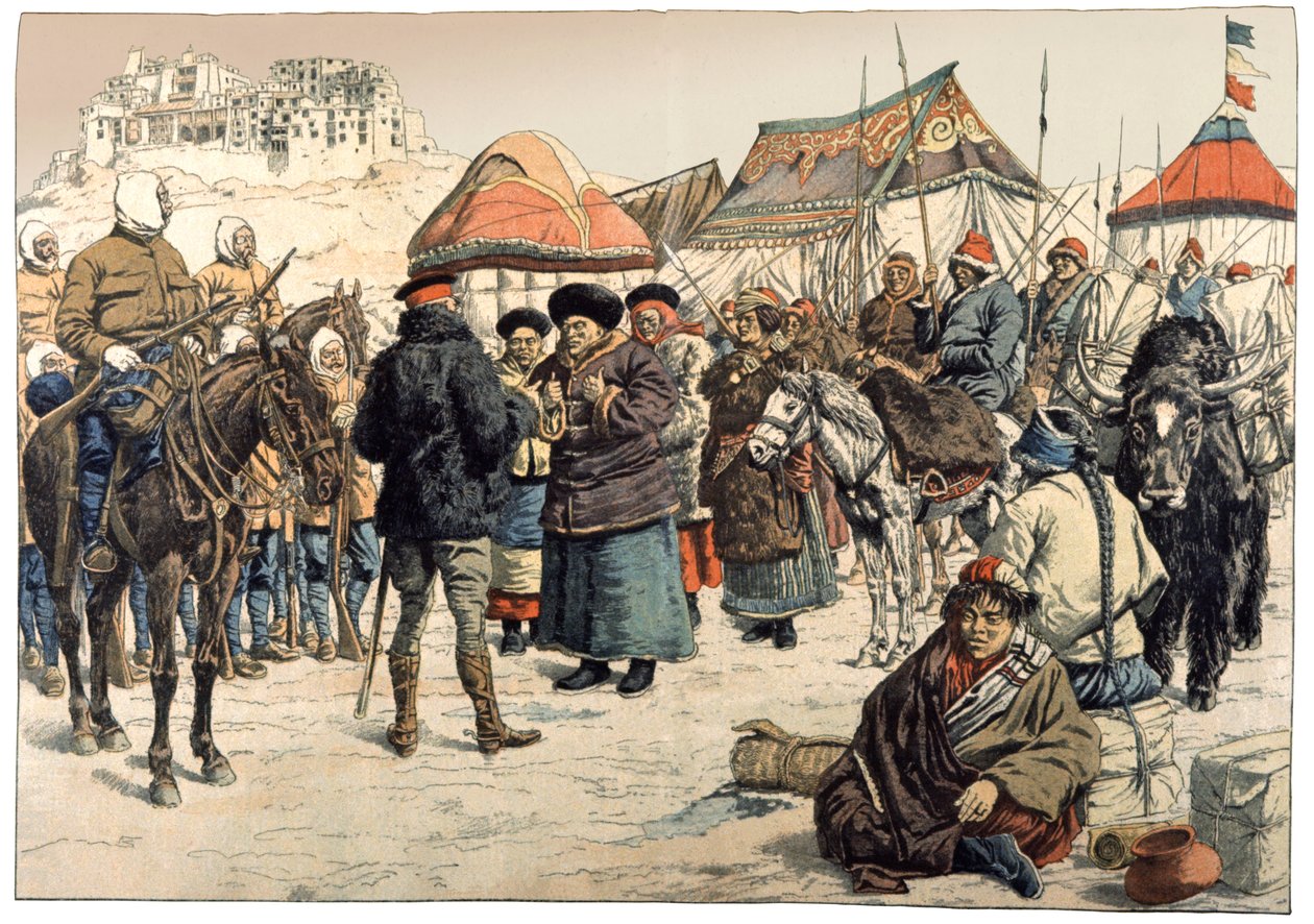 Verovering van Tibet. 1902 (gravure) door . .
