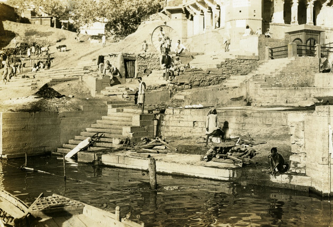 Crematie aan de Ganges door Hippolyte Lalaise Devéria