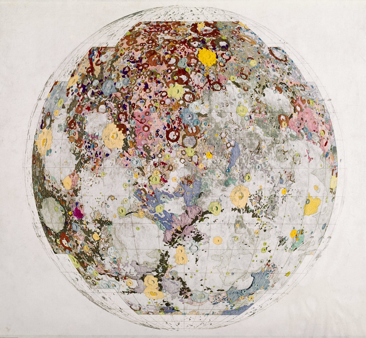 Geologische kaart van de maan door Frederick (attr. to) Barnard