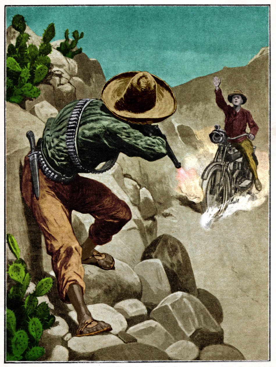 Snelwegrover in Mexico door . .