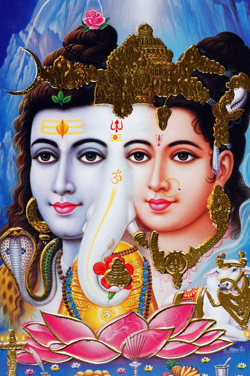 Hindoe god Shiva en godin Parvathi door . .
