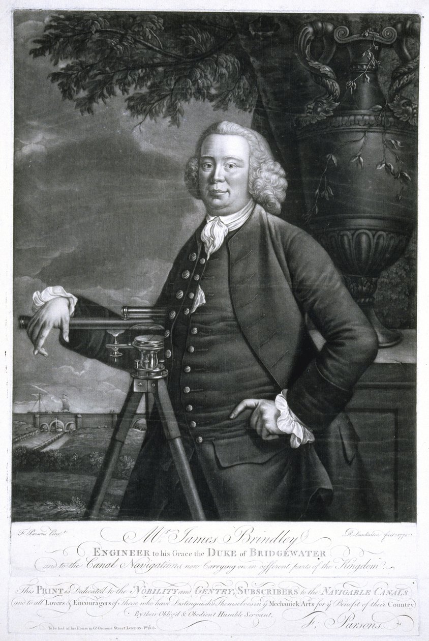 James Brindley, Britse civiel ingenieur en kanaalbouwer door Frederick (attr. to) Barnard