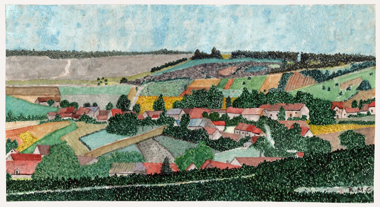 Landschap in het Franse platteland, ca. 1950 door . .