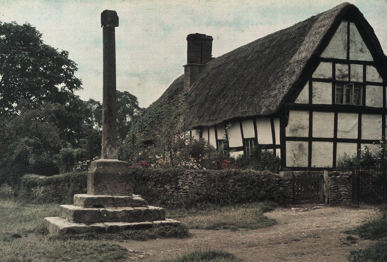 Het dorpskruis, Ashton-Under-Hill, Gloucestershire door Frederick (attr. to) Barnard