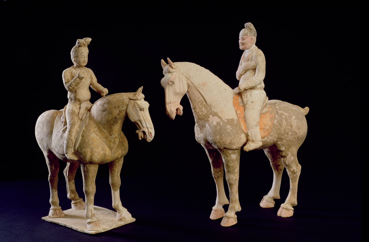 Twee ruiters, Chinees, Tang-dynastie (618-906) door Hippolyte Lalaise Devéria