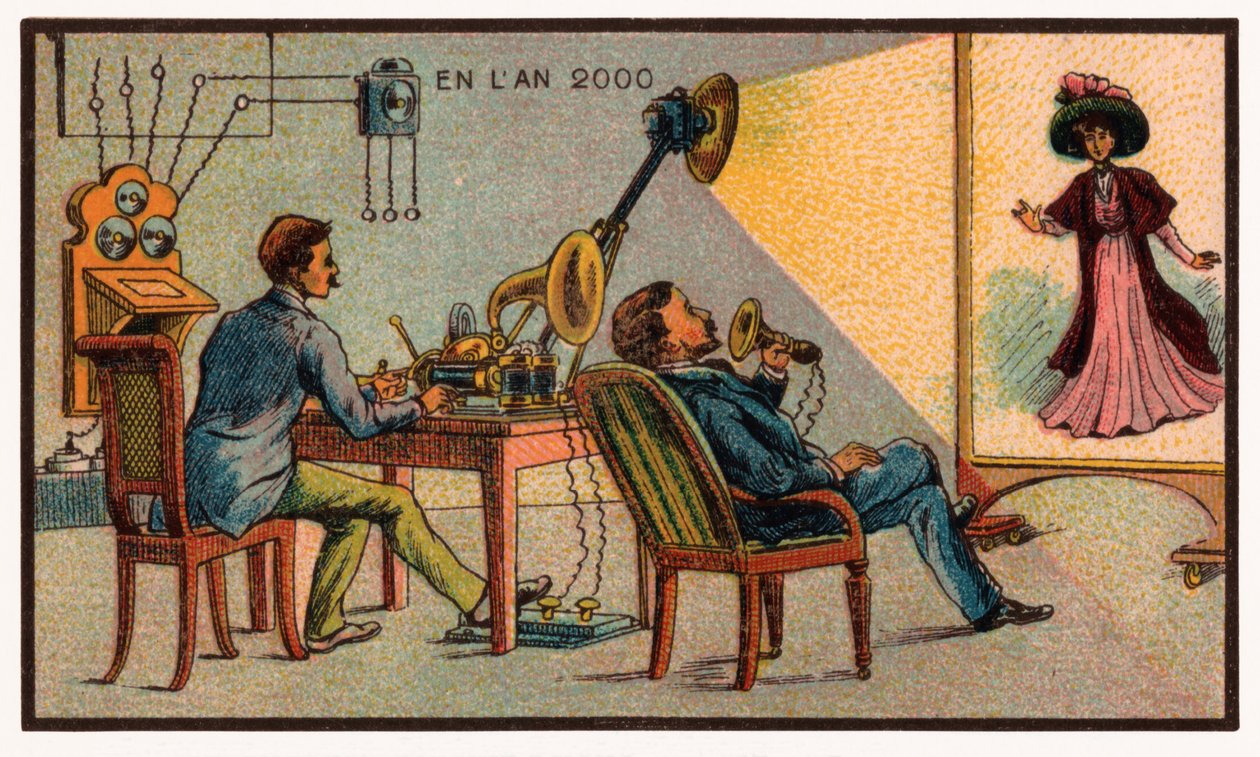 Videoconferentie, ca. 1910 door . .