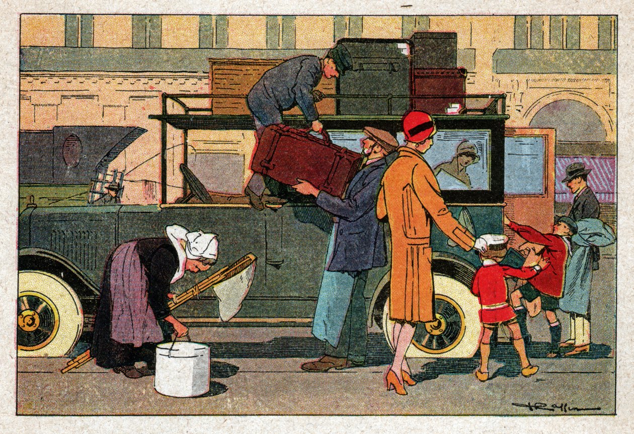 Reis in een auto door Ferdinand Georg Waldmuller