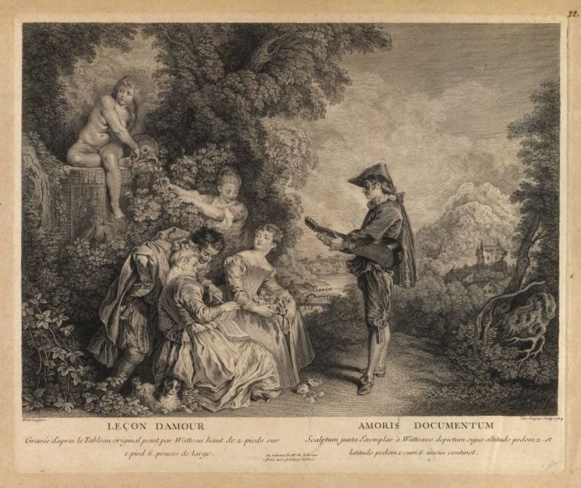 Liefdesles door Jean Antoine Watteau