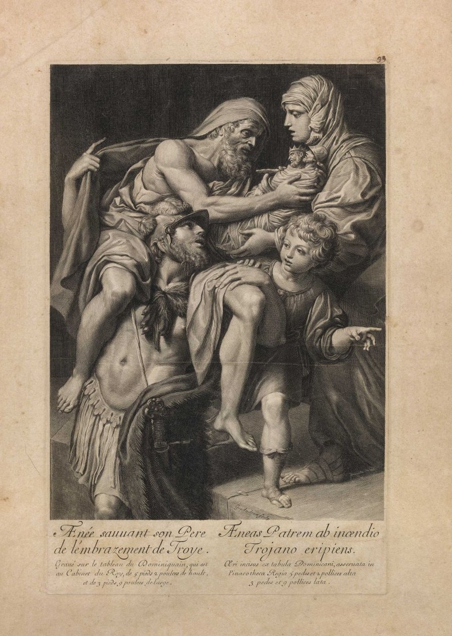 Aeneas redt zijn vader Anchises uit het brandende Troje door Domenichino