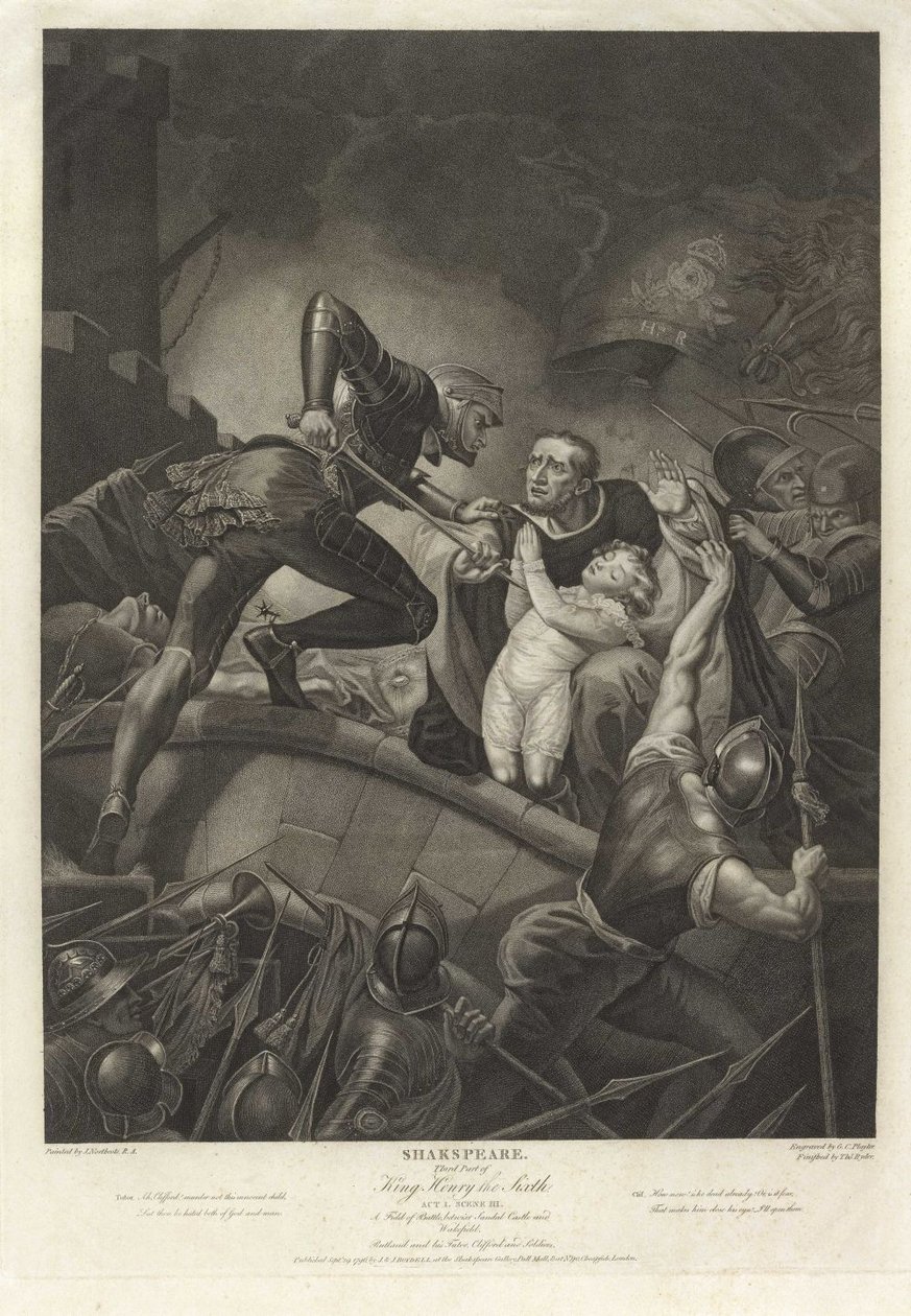 Derde deel van Koning Hendrik de Zesde, acte I, scène III uit de serie The Shakespeare Gallery door James Northcote