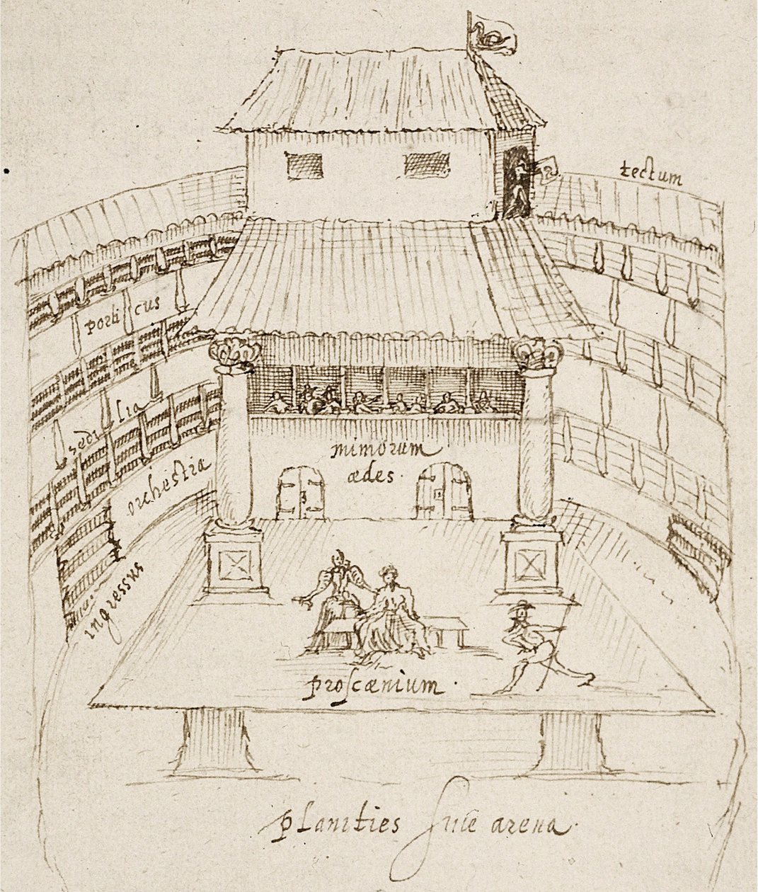 The Swan Playhouse in Londen door after Johannes de Witt Aernout van Buchel