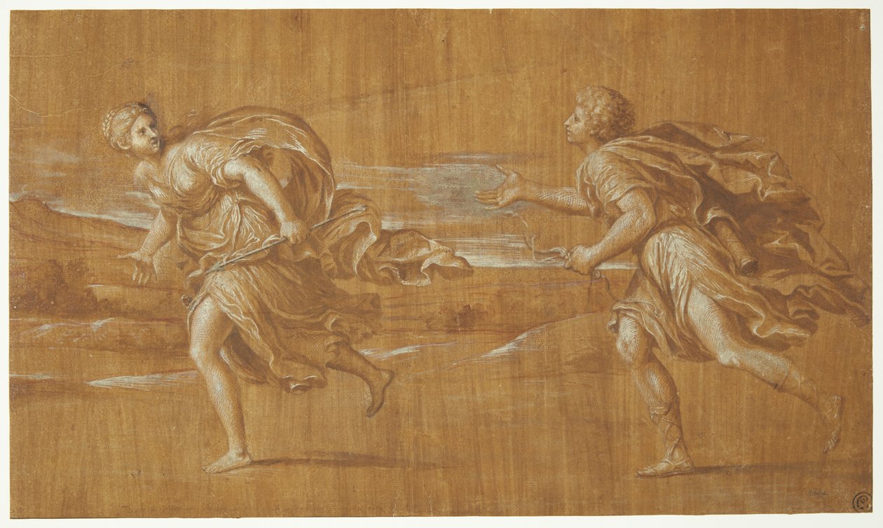 Apollo achtervolgt Daphne door after Francesco Albani