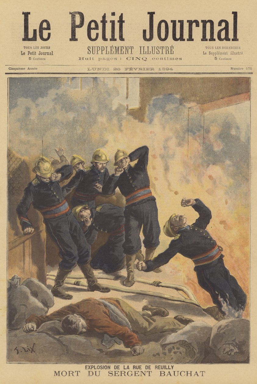 Dood van een brandweerman door after Frederic Theodore Lix