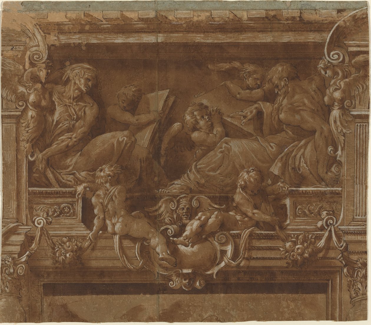 Profeet en Sibylle door after Jacopo Zanguidi Italian 16th Century called Bertoia