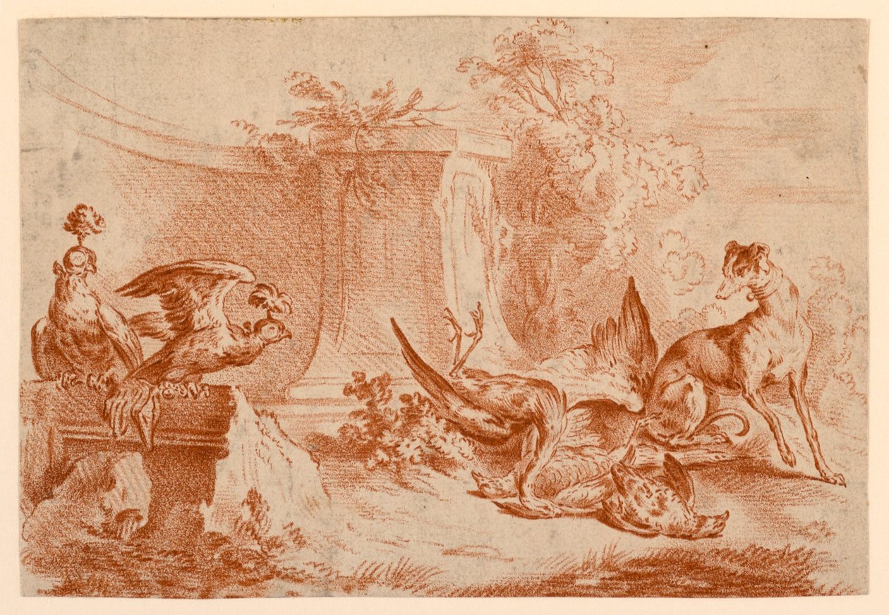 Valken, Hond en Dood Wild door after Jean Baptiste Huet