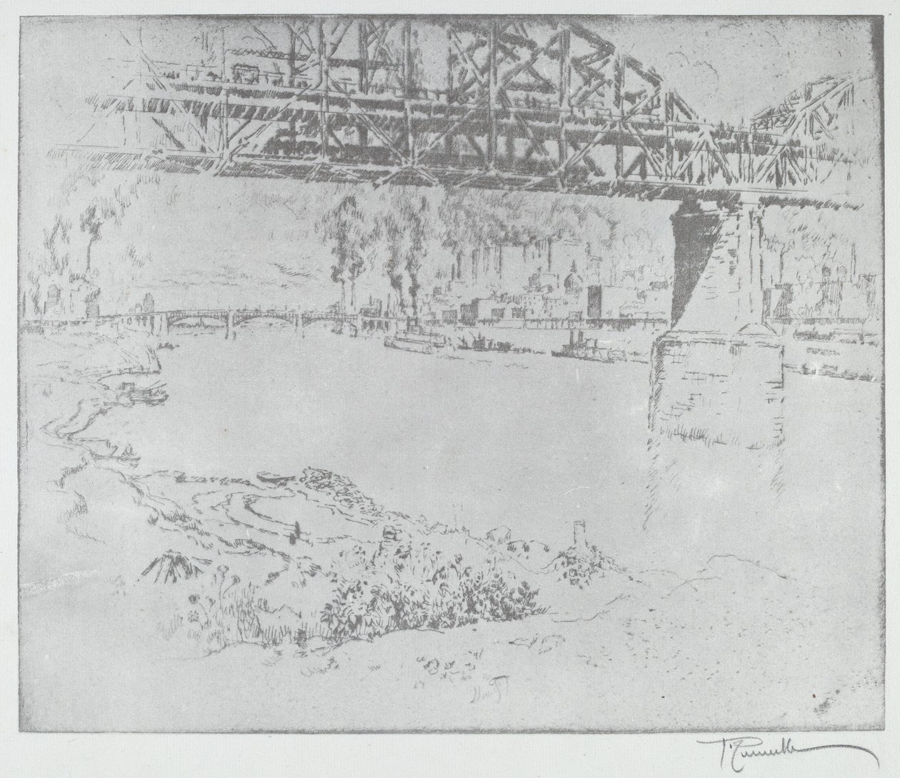 De Stadsbrug, St. Louis door after Joseph Pennell