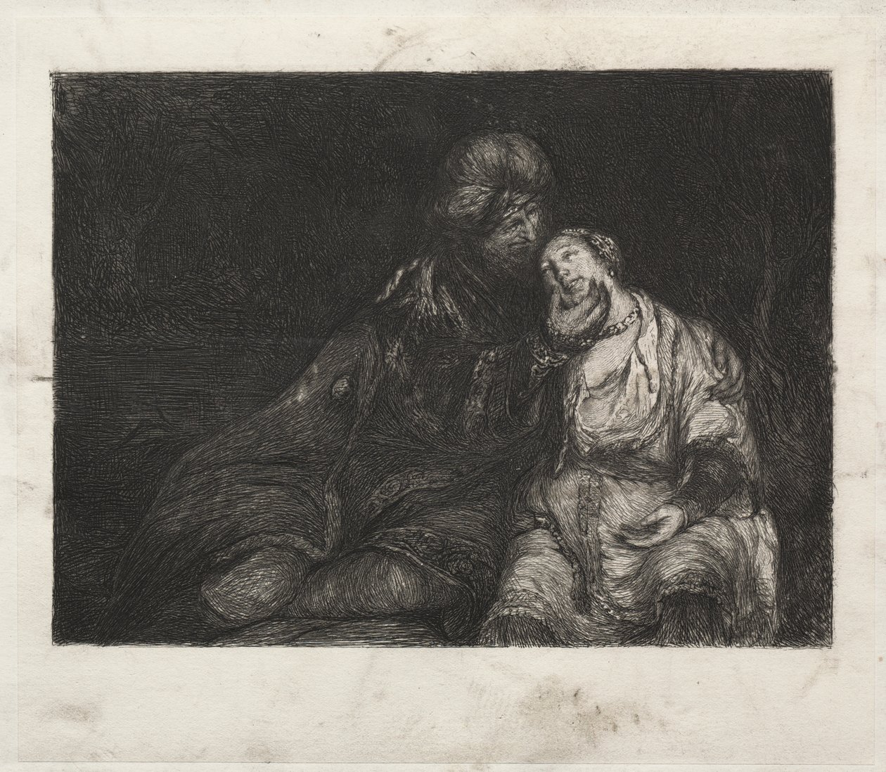 Twee figuren door after Rembrandt van Rijn