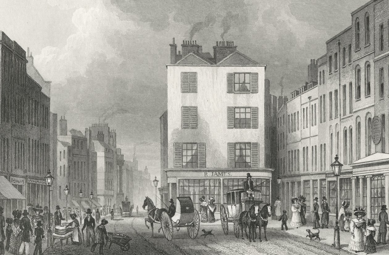 Middle Row Holborn, 1830 door Thomas Hosmer after Shepherd