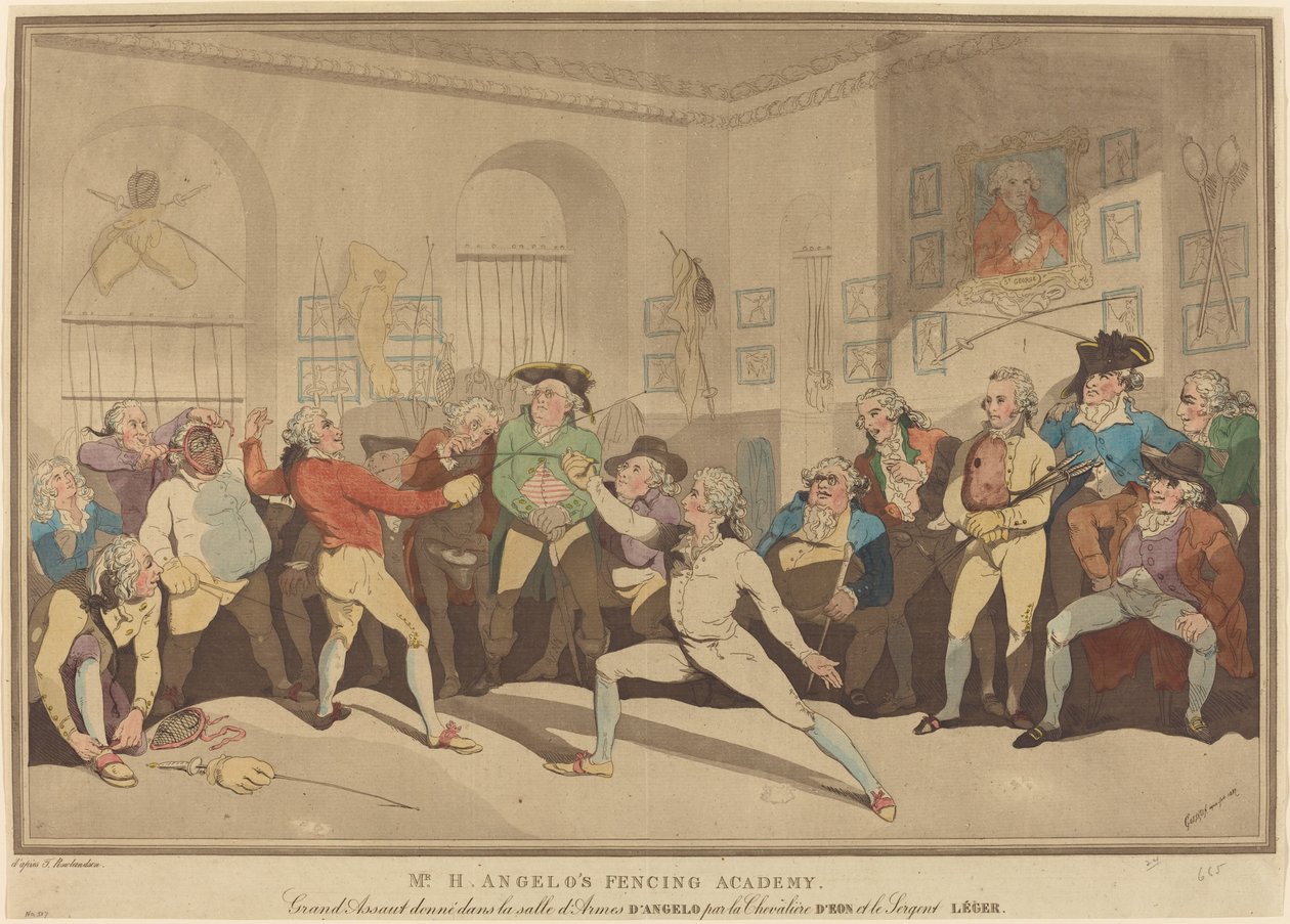 De schermacademie van Mr. H. Angelo door after Thomas Rowlandson
