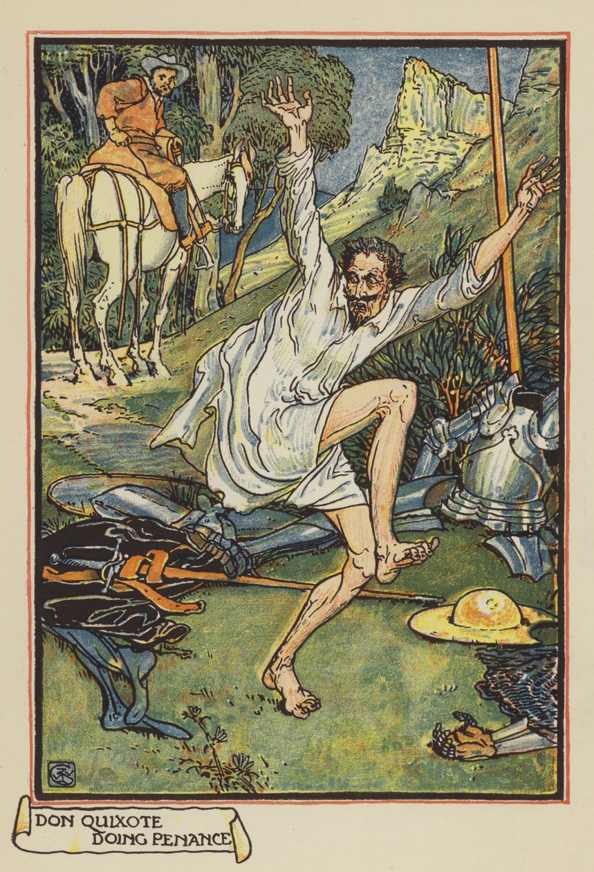 Don Quichot doet Boetedoening door after Walter Crane