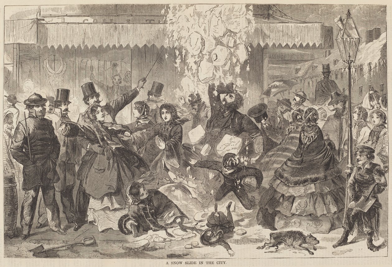 Een Sneeuwlawine in de Stad door after Winslow Homer