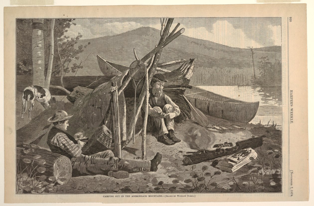 Kamperen in de Adirondack Mountains door after Winslow Homer