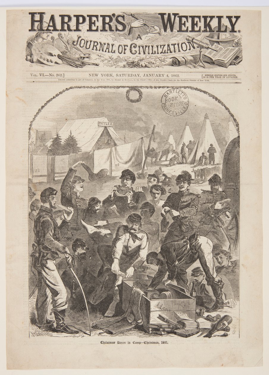 Kerstdozen in het kamp – Kerstmis, 1861 door after Winslow Homer