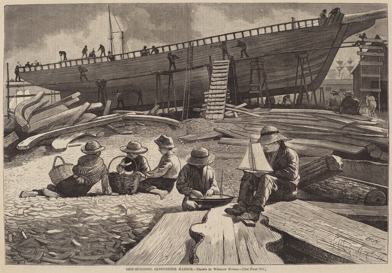 Scheepsbouw, Gloucester Haven door after Winslow Homer