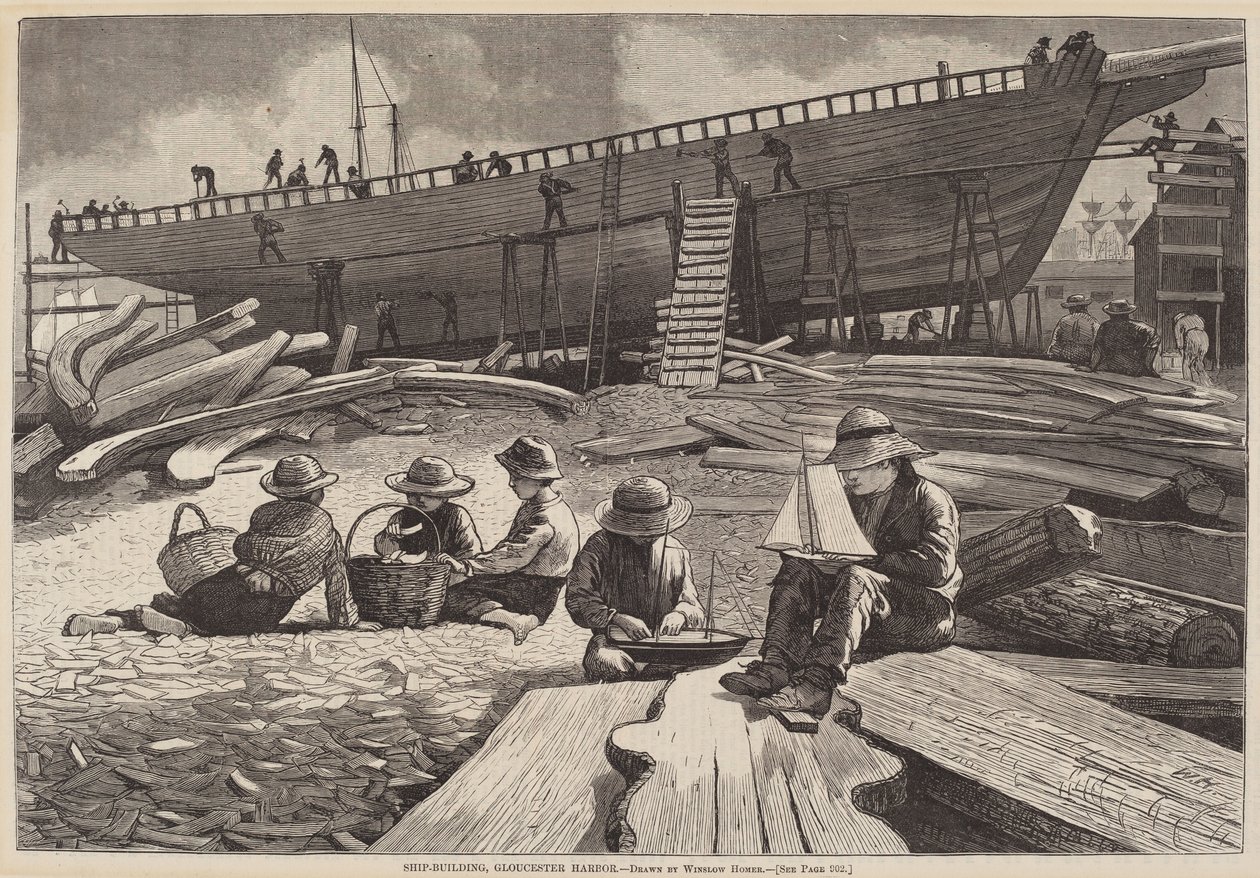 Scheepsbouw, Gloucester Haven door after Winslow Homer