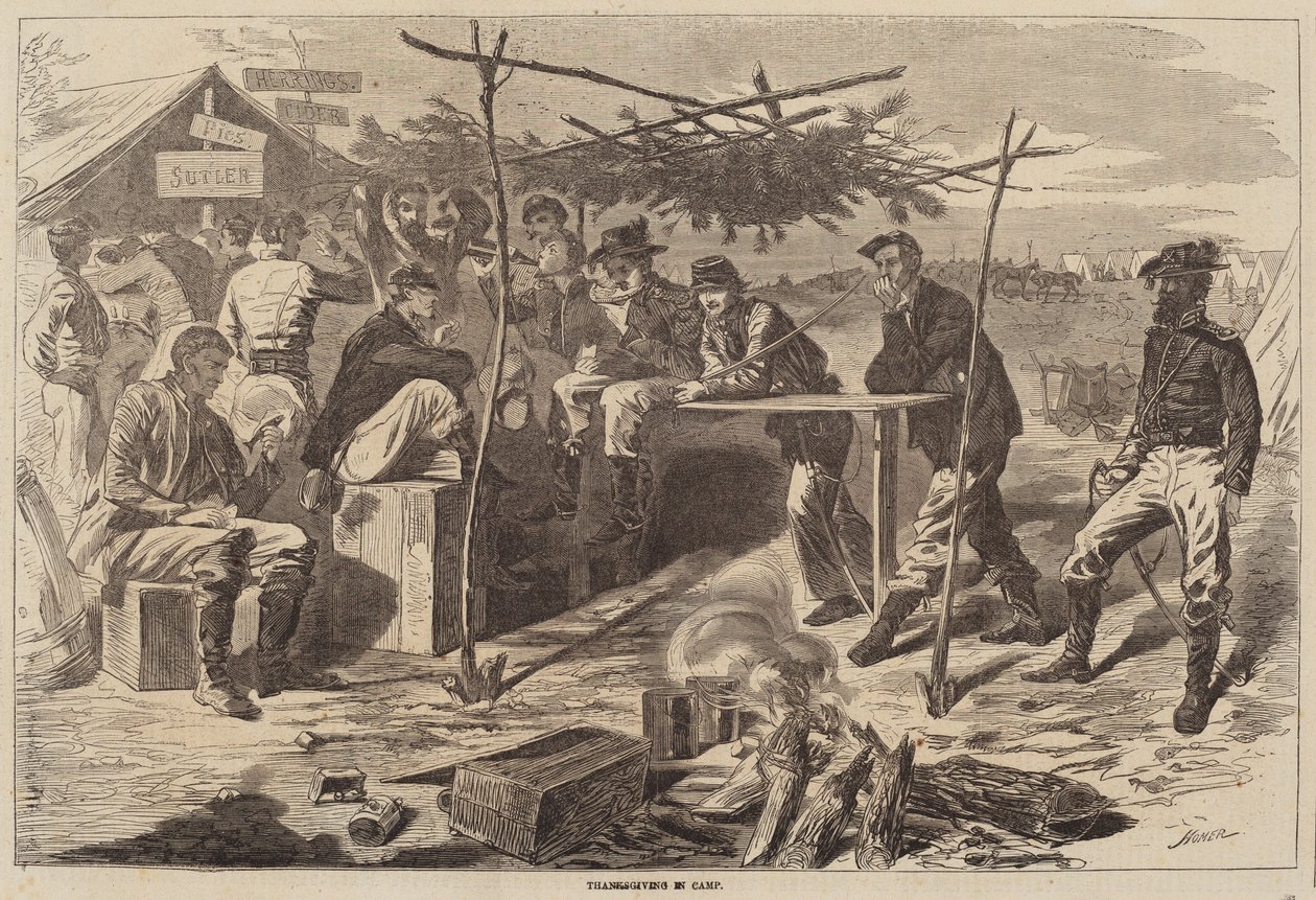Dankzegging in het Kamp door after Winslow Homer