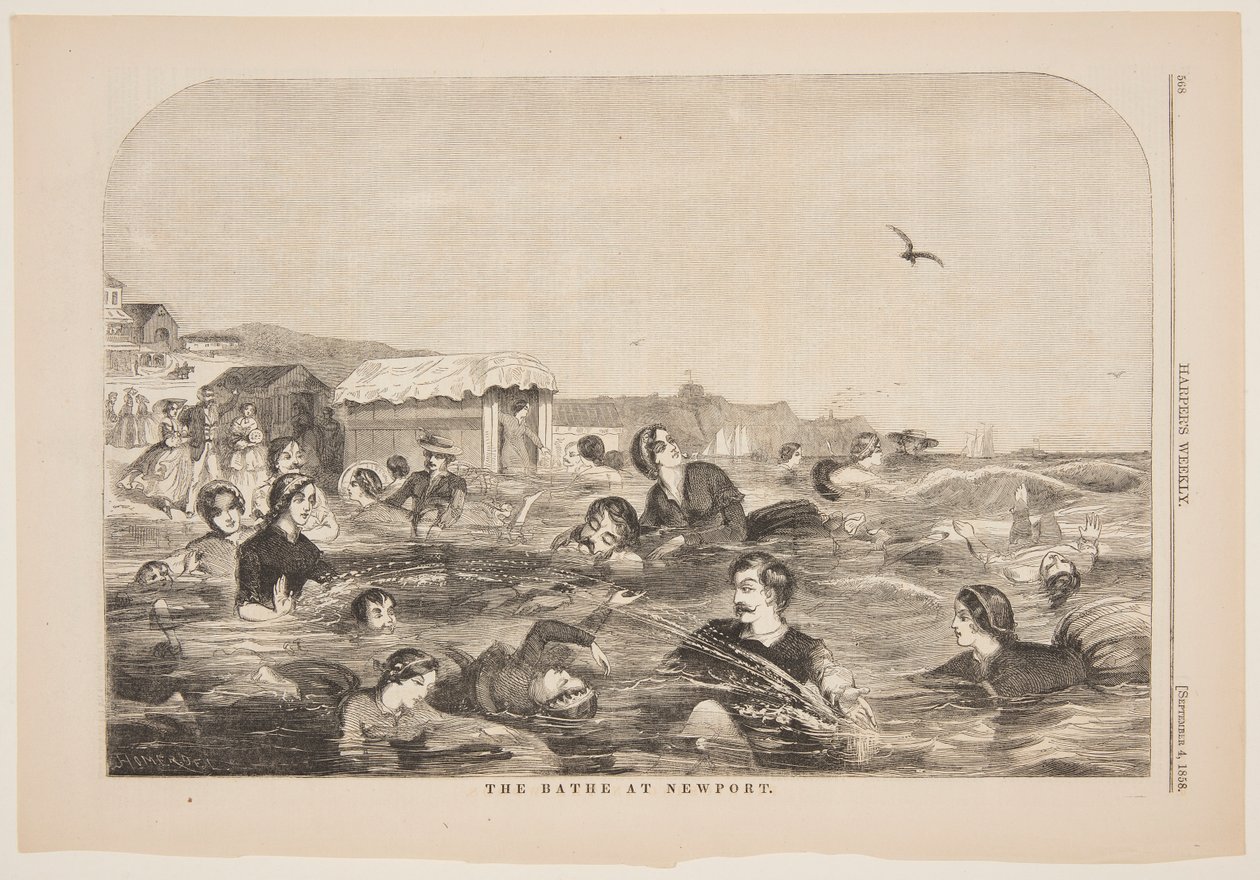 Het baden in Newport door after Winslow Homer